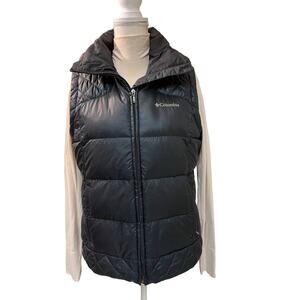 Columbia Women's Vest Black Dark Blue Medium M Down Omni Shield GUC